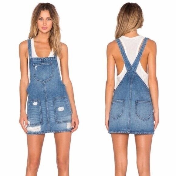 Tularosa Sophia Overall Denim Dress Jumper Medium - Picture 1 of 10